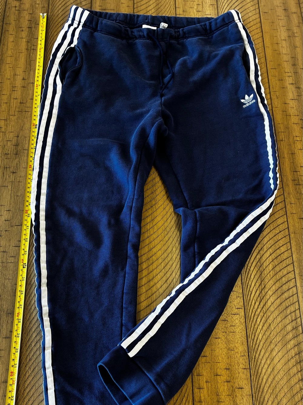 adidas Navy Blue Joggers with White Three-Stripes